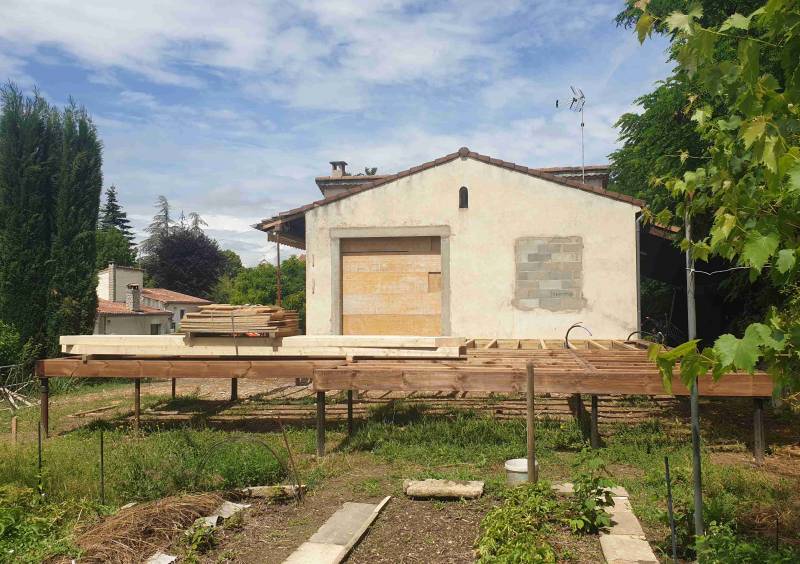 préparation de la dalle bois sur pieux vissés